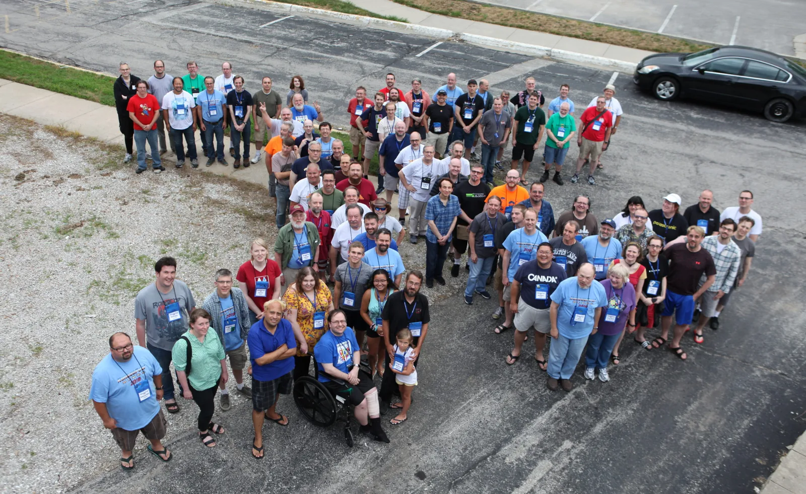 KansasFest 2018 attendees arranged in a giant letter K